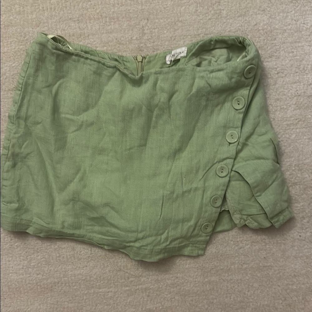 Green Button-Front Skirt